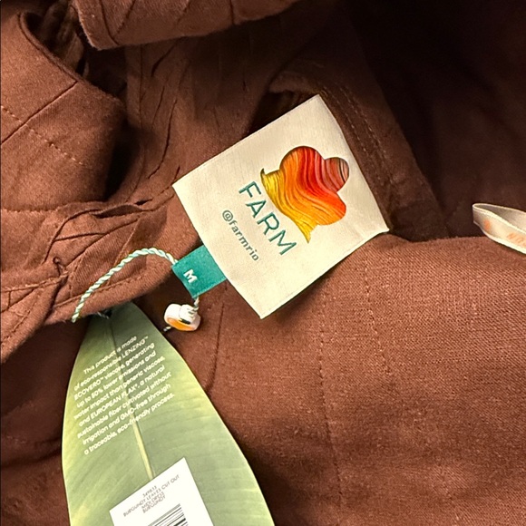 Farm Rio Burgundy Leaves Cut-Out Lenzing Ecovero Euroflax Midi Dress - Picture 8 of 9